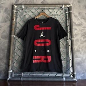 Jordan T-Shirt Black Red Mens Jumpman Size Xl Spellout